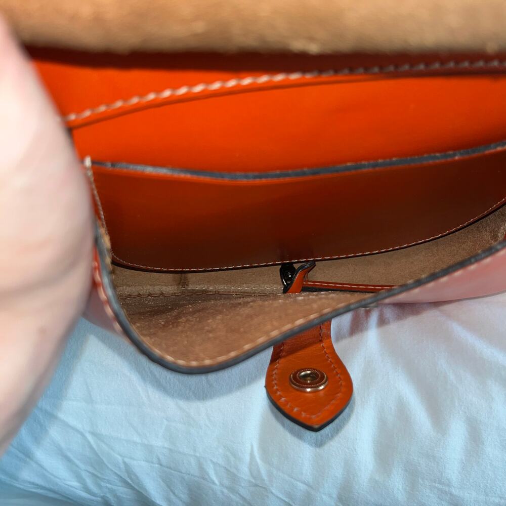 Dooney & Bourke Alto Orange Leather Saddle Crossbody Bag Purse - Picture 8 of 10